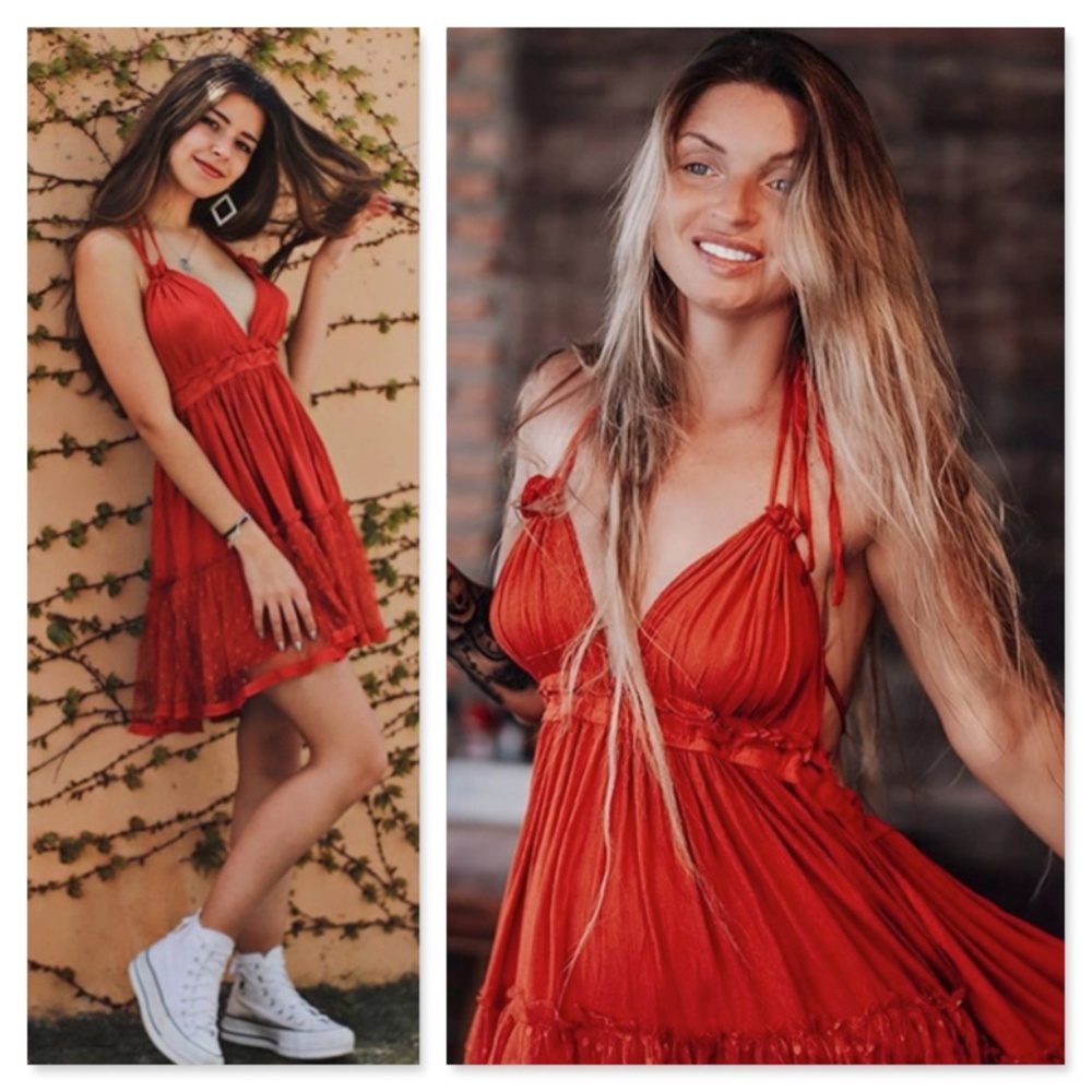 Backless Babydoll Short Dress in Burnt Orange - Picture 12 of 16